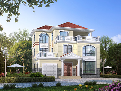 三層歐式別墅設計圖紙及效果圖大全 12X12米BZ3556-簡歐風格